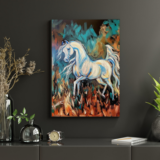 Abstract Impressionist Arabian horse original canvas painting