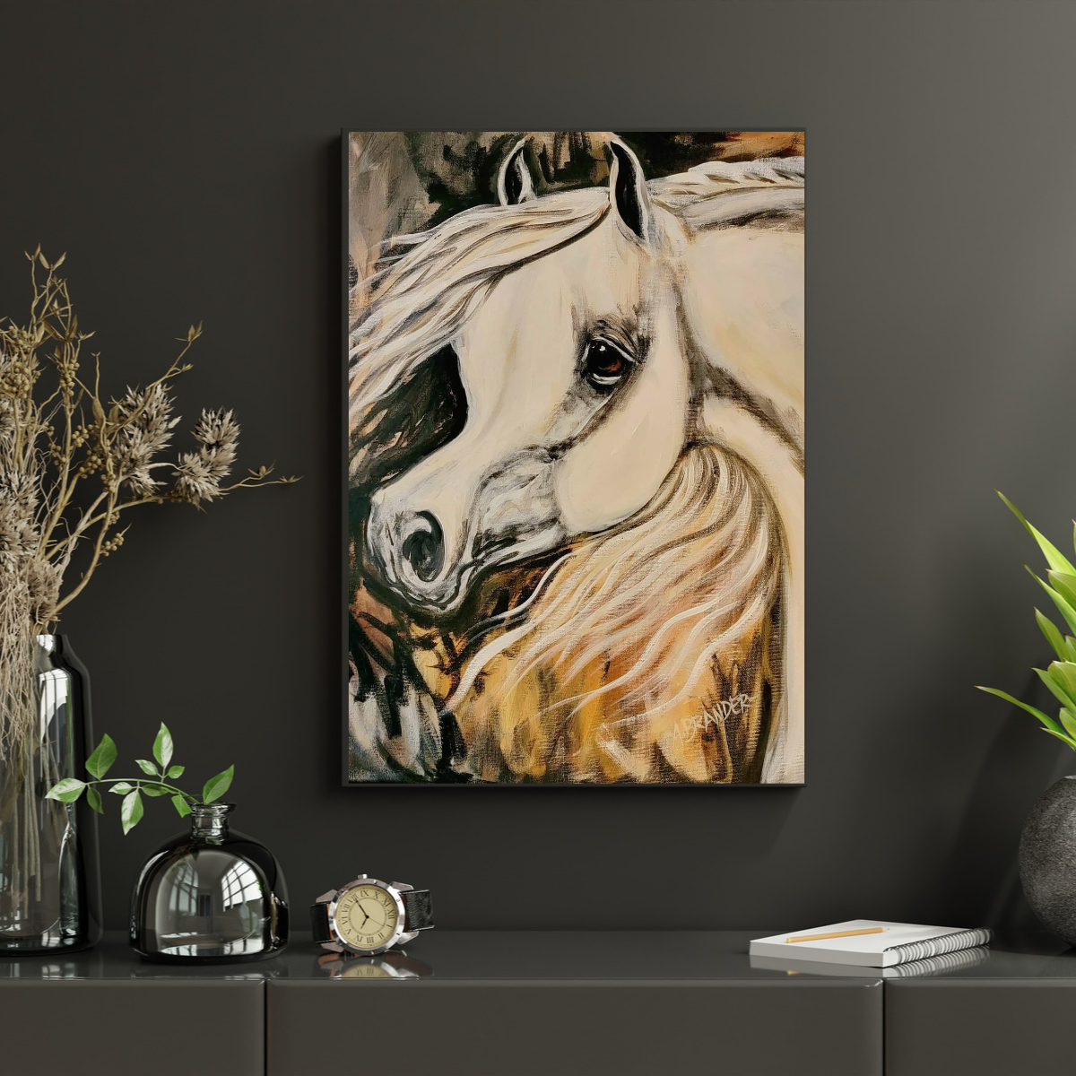 Original acrylic painting of an Arabian horse