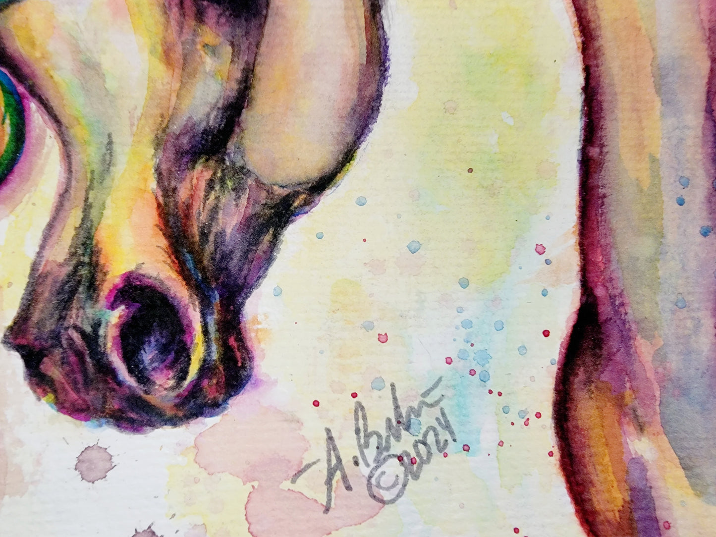 Hand Painted original Fantasy Arabian horse watercolor painting