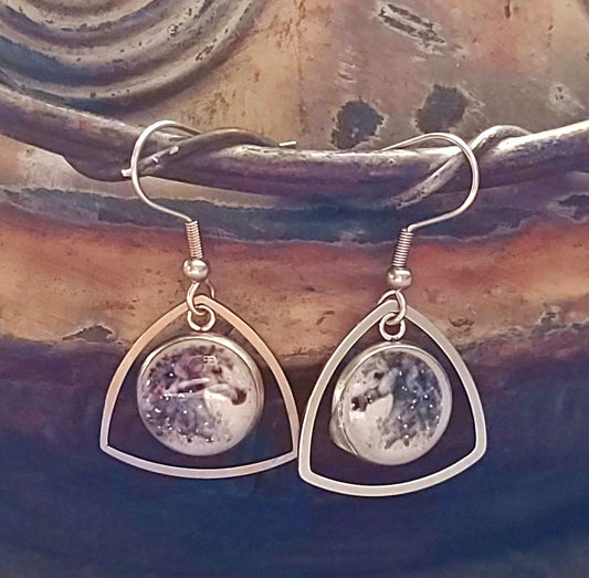 Horse earrings Grey Arabian Horse Stainless Steel Hoops