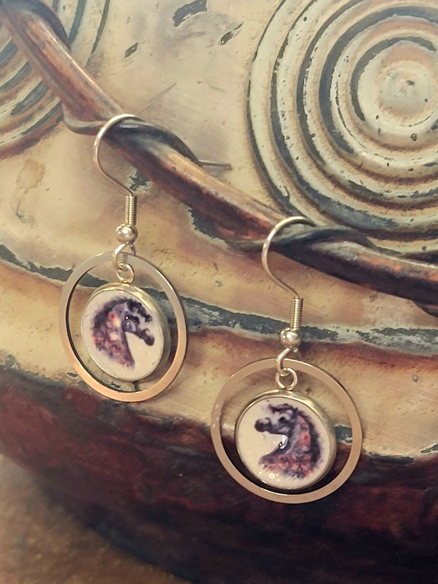 Horse earrings Arabian Horse Stainless Steel Hoops