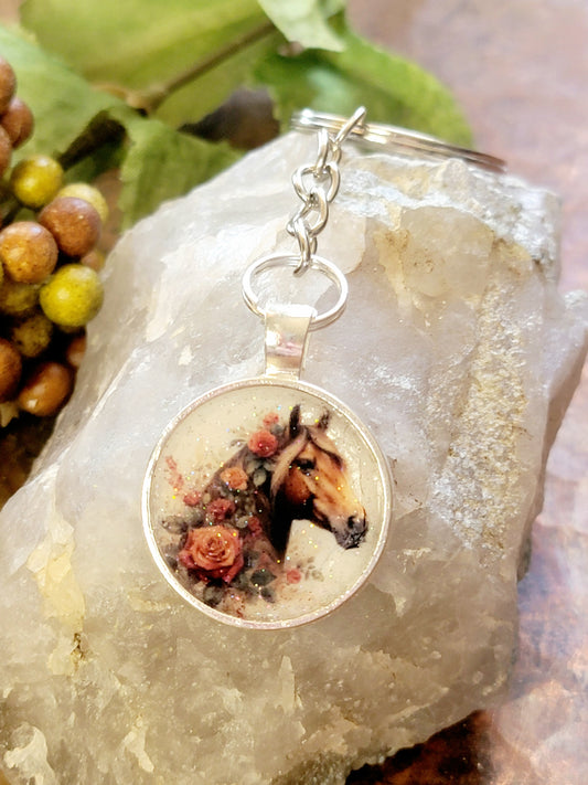 Chestnut Sorrel Horse Keychain Key fob