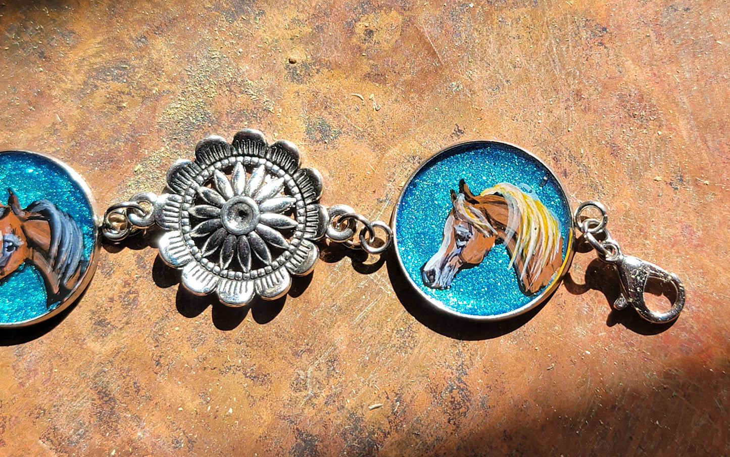 YOUR HORSES Hand painted  Horse western Style adjustable bracelet stainless steel