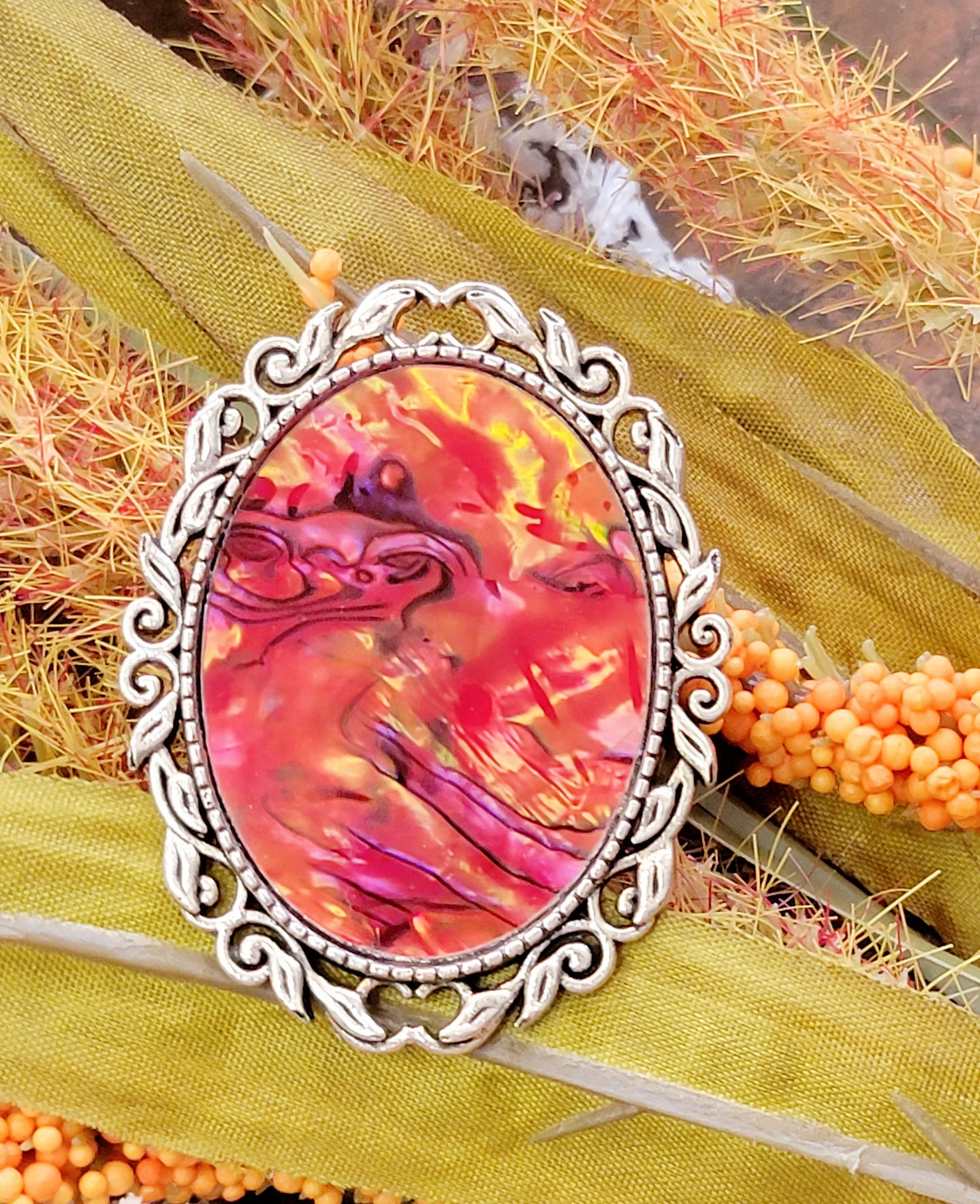 Red Abalone Pin Brooch Custom painting Available