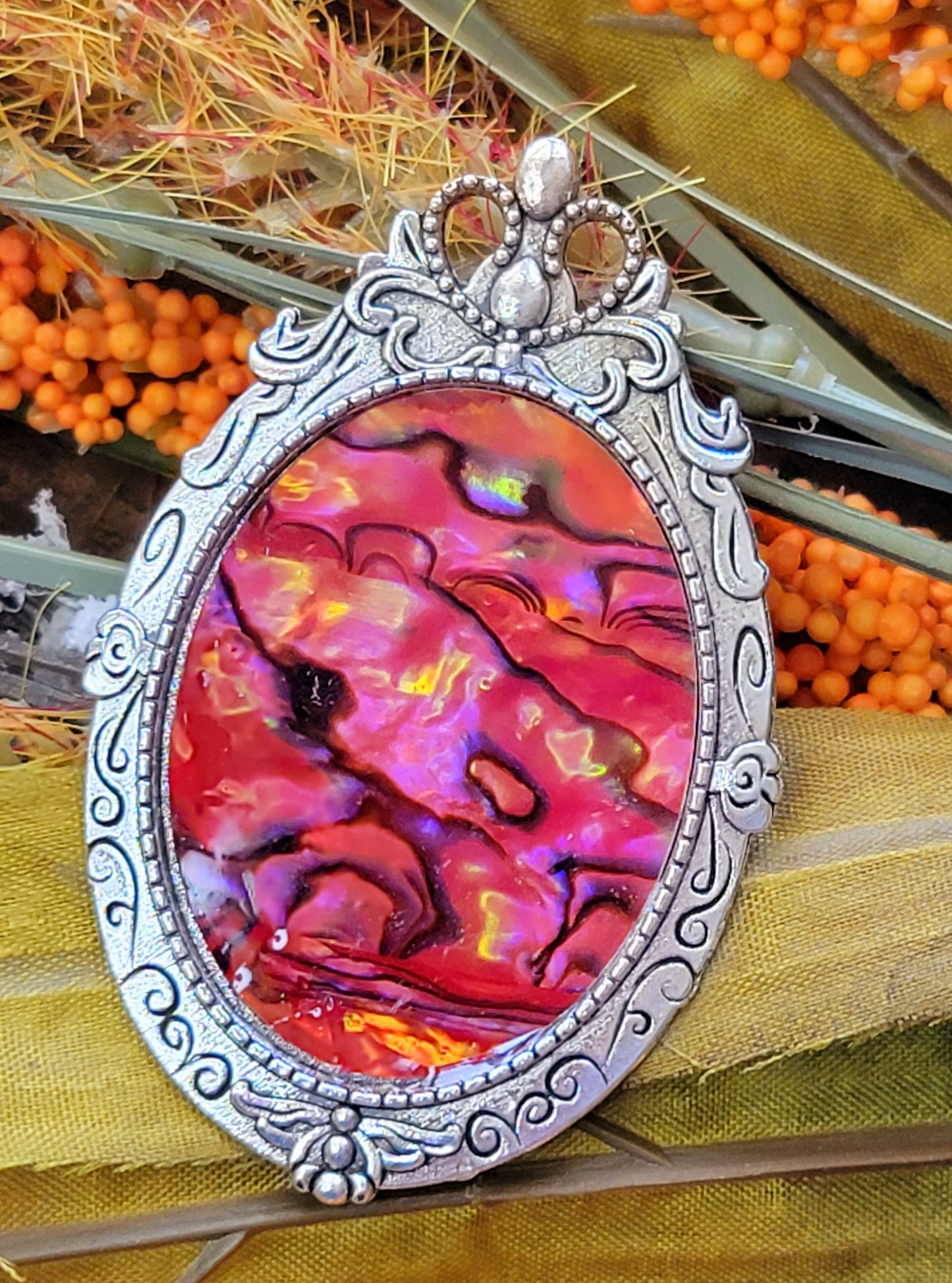 Red Abalone Pin Brooch Custom painting Available