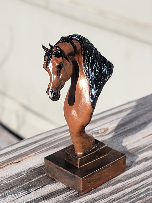 Custom Hand-Painted Arabian Horse Bust Sculpture – Made to Order