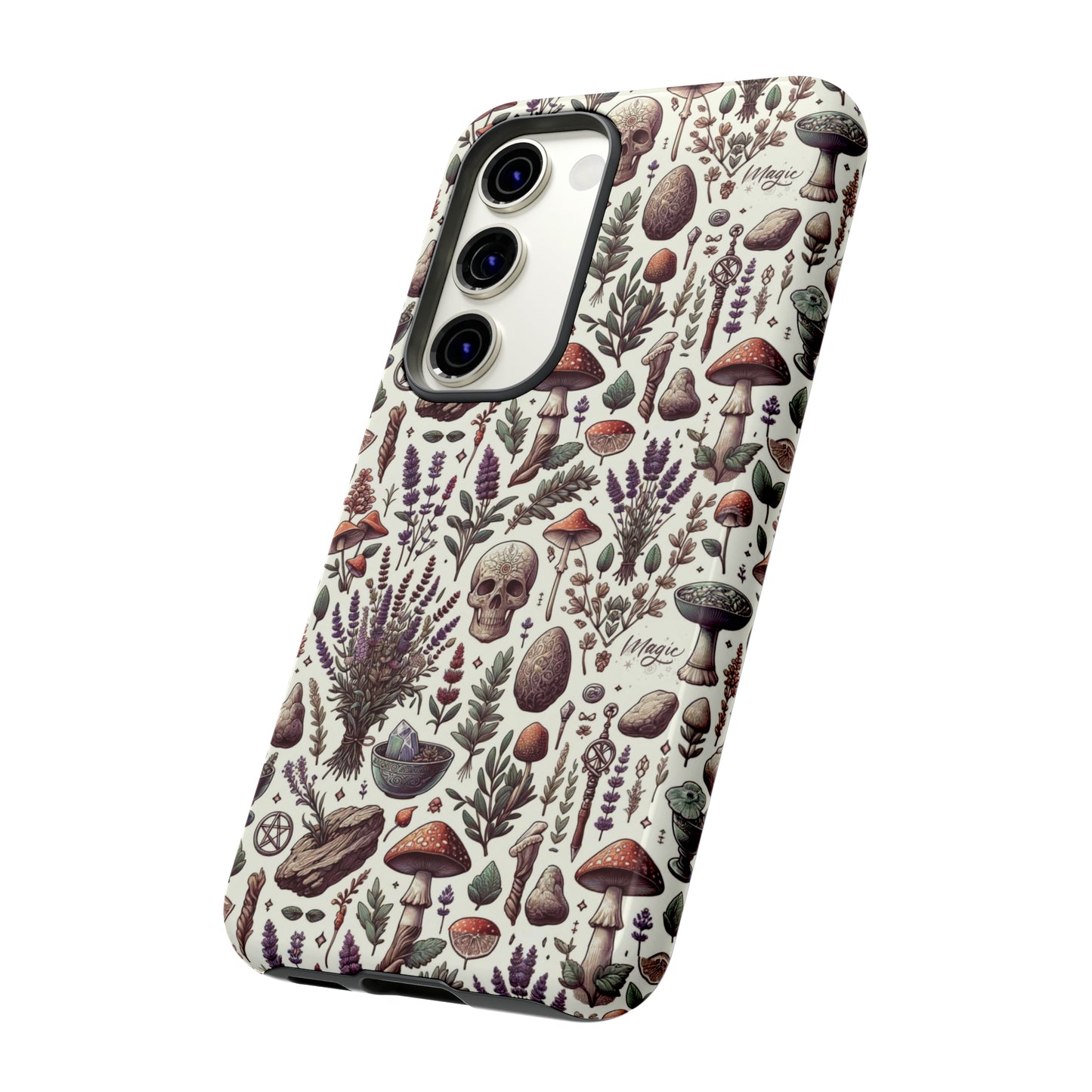 Witchcraft phone case Tough Cases iPhone 15, 14, 13, cell phone case custom phone case metaphysical herbs lavender wild mushrooms goblincore