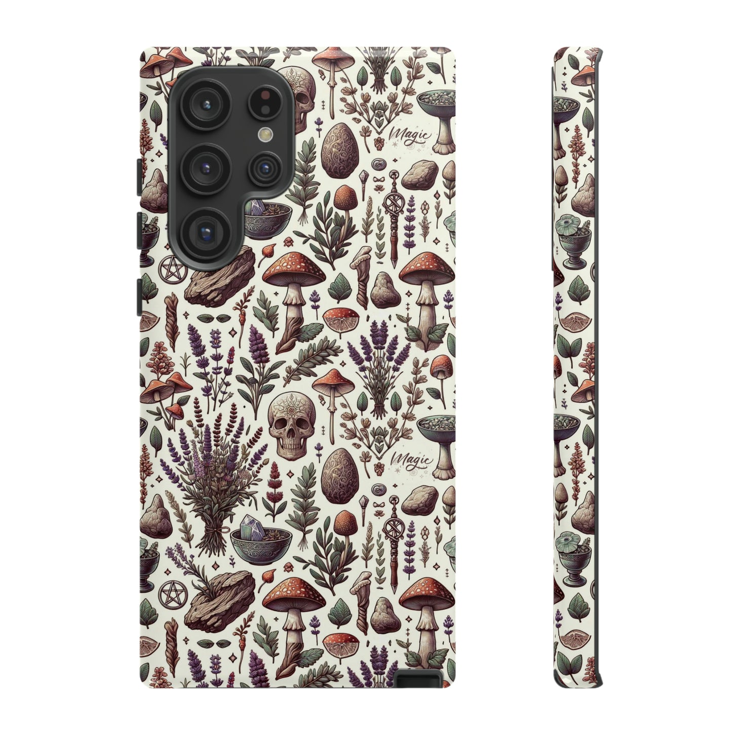 Witchcraft phone case Tough Cases iPhone 15, 14, 13, cell phone case custom phone case metaphysical herbs lavender wild mushrooms goblincore