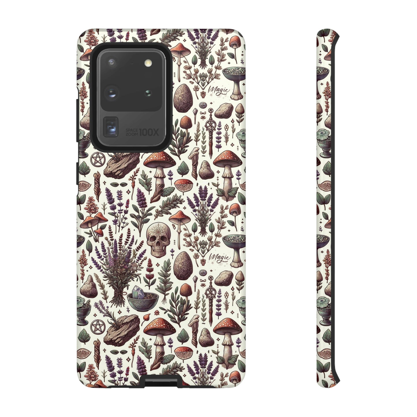 Witchcraft phone case Tough Cases iPhone 15, 14, 13, cell phone case custom phone case metaphysical herbs lavender wild mushrooms goblincore