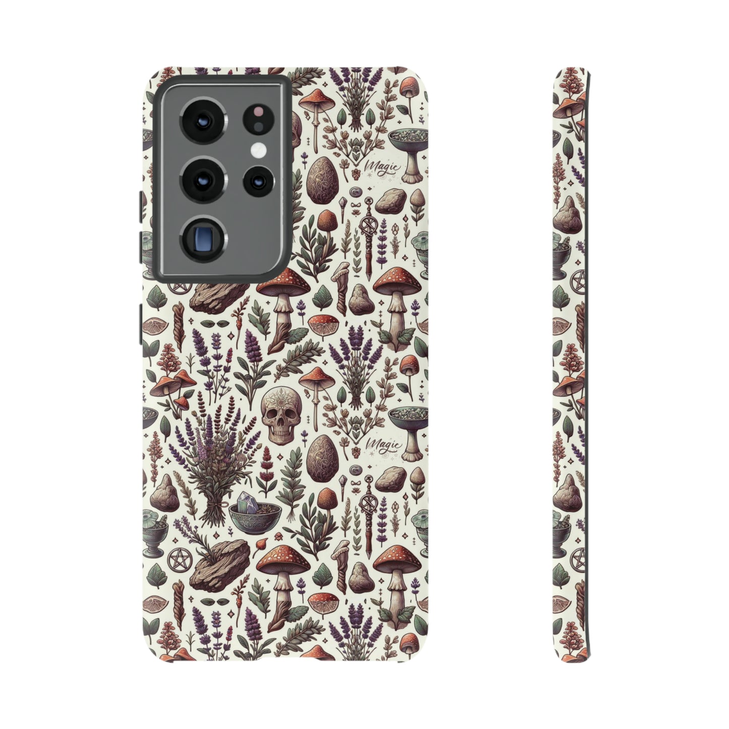 Witchcraft phone case Tough Cases iPhone 15, 14, 13, cell phone case custom phone case metaphysical herbs lavender wild mushrooms goblincore