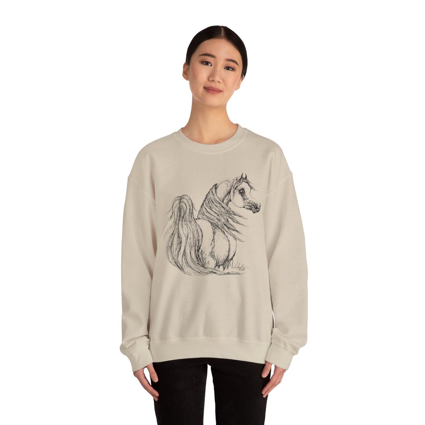 Arabian Horse drawing Horse Shirt Horse Art Unisex Heavy Blend Crewneck Sweatshirt