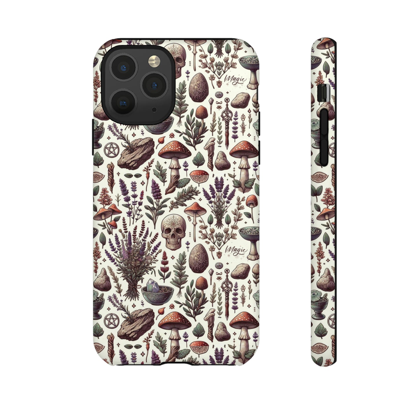 Witchcraft phone case Tough Cases iPhone 15, 14, 13, cell phone case custom phone case metaphysical herbs lavender wild mushrooms goblincore