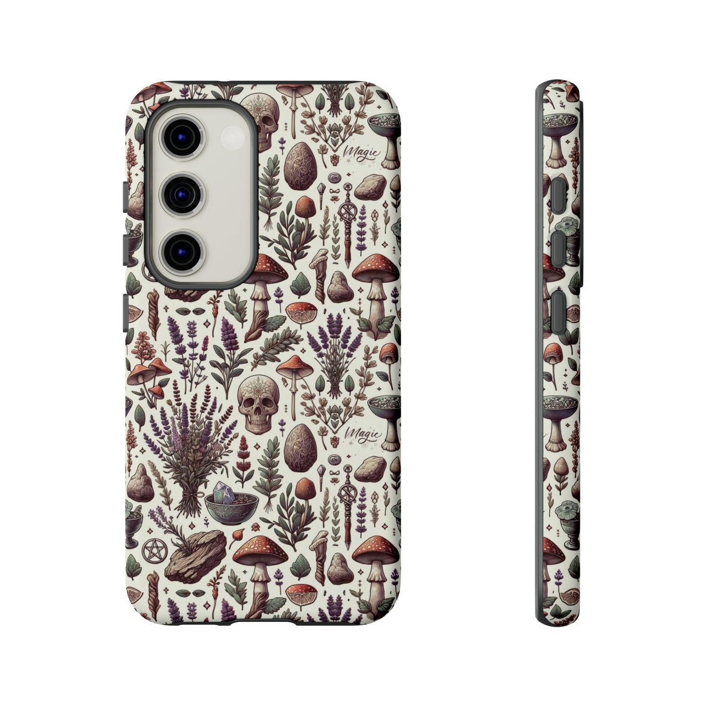 Witchcraft phone case Tough Cases iPhone 15, 14, 13, cell phone case custom phone case metaphysical herbs lavender wild mushrooms goblincore