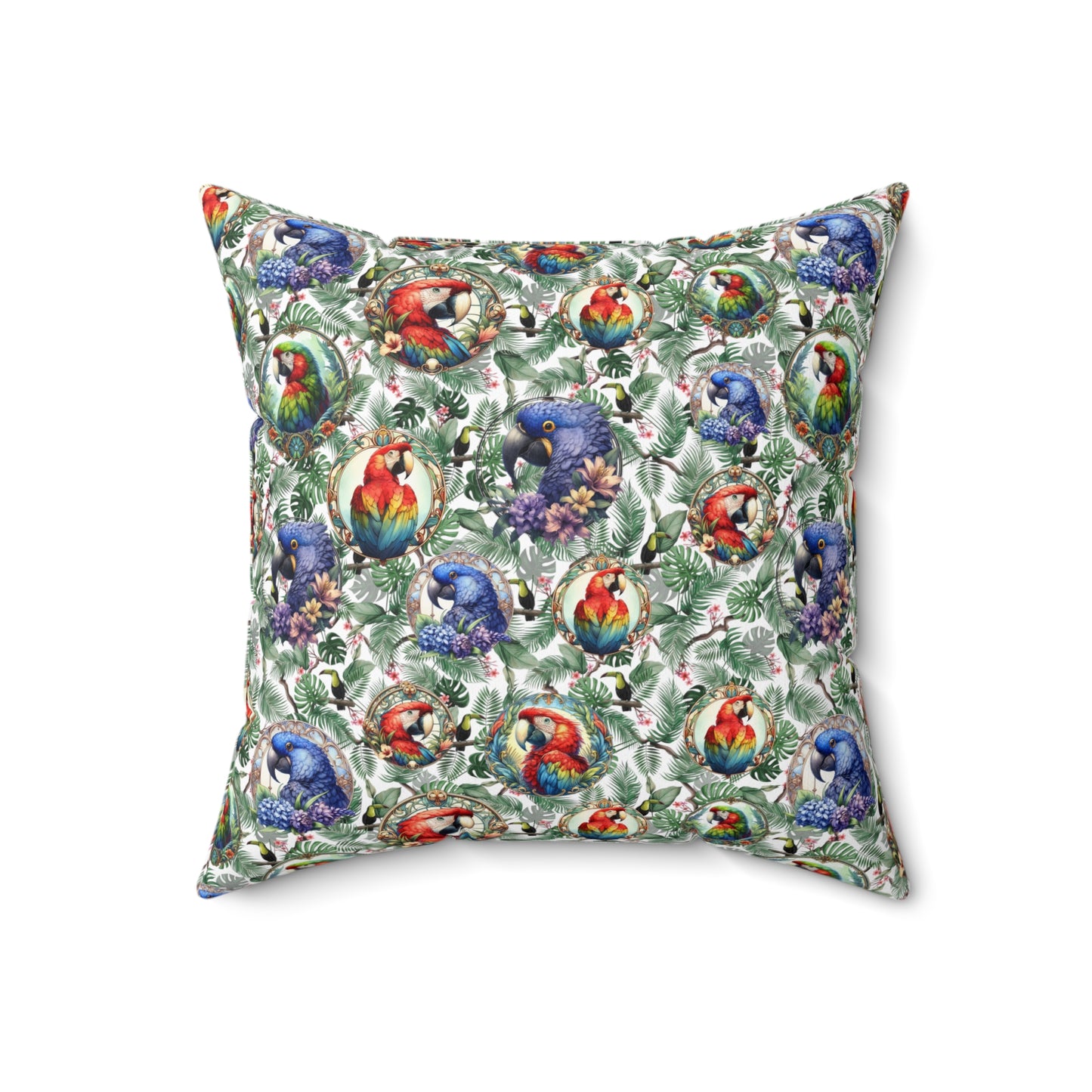 Beautiful Macaw Parrot Spun Polyester Square Throw Pillow