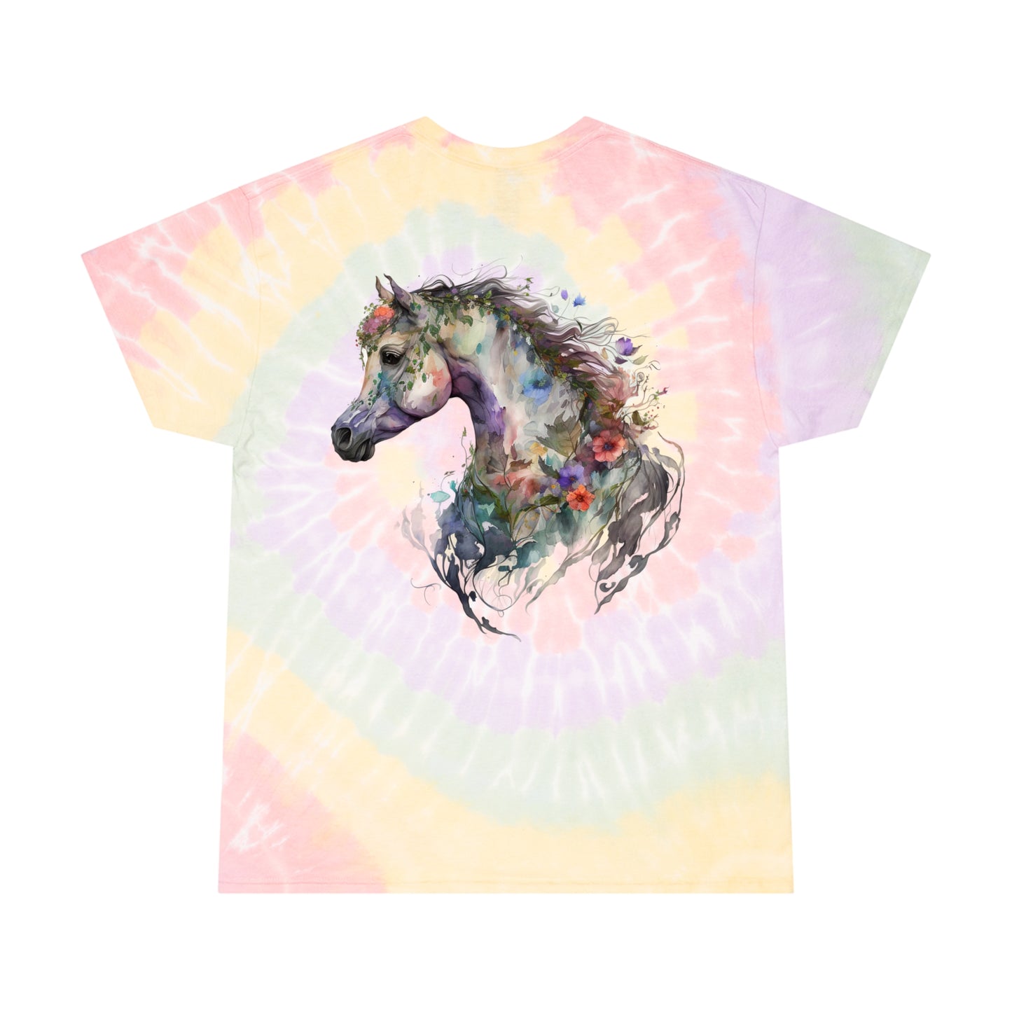 Arabian Horse Tie-Dye Tee, Spiral, floral design T-shirt