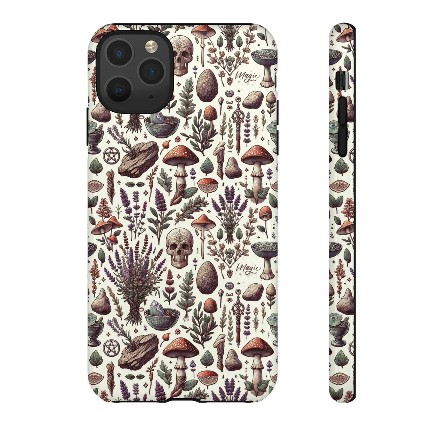 Witchcraft phone case Tough Cases iPhone 15, 14, 13, cell phone case custom phone case metaphysical herbs lavender wild mushrooms goblincore