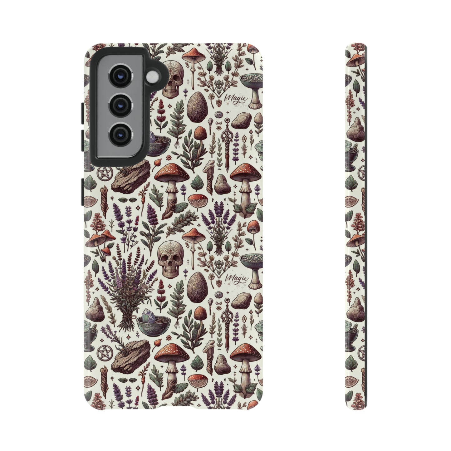 Witchcraft phone case Tough Cases iPhone 15, 14, 13, cell phone case custom phone case metaphysical herbs lavender wild mushrooms goblincore