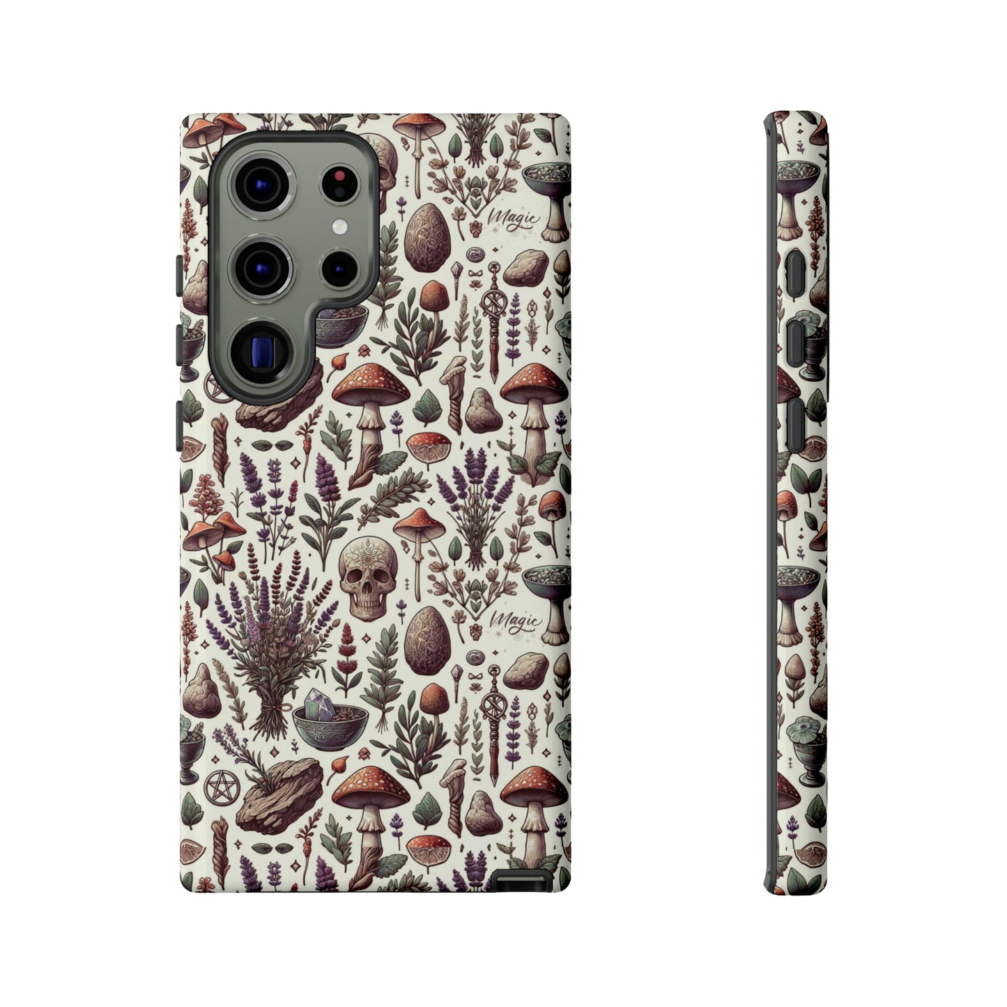 Witchcraft phone case Tough Cases iPhone 15, 14, 13, cell phone case custom phone case metaphysical herbs lavender wild mushrooms goblincore