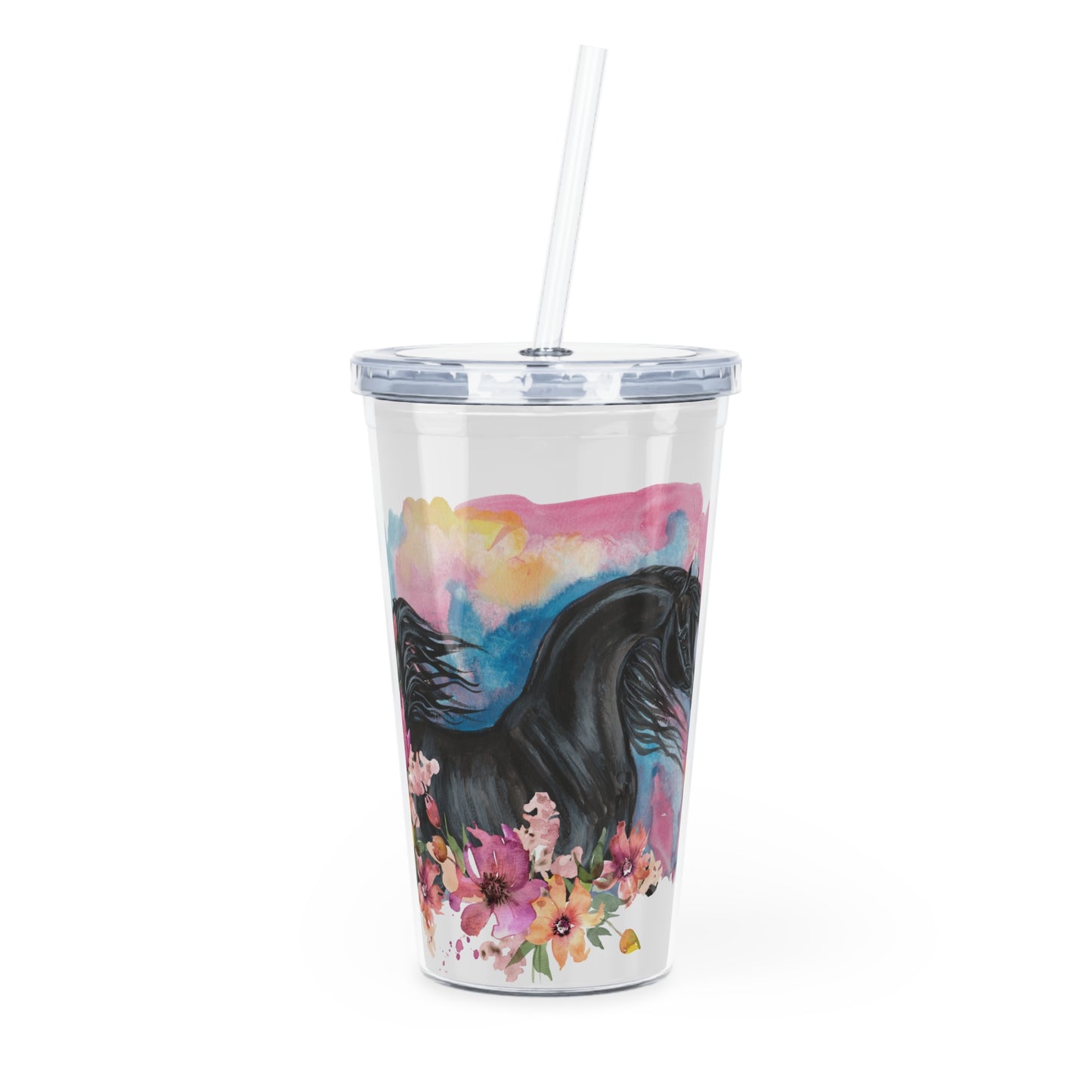 Plastic Tumbler with Straw