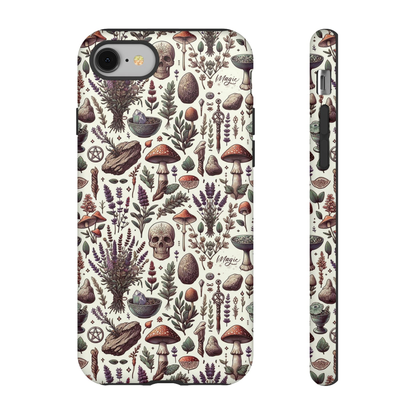 Witchcraft phone case Tough Cases iPhone 15, 14, 13, cell phone case custom phone case metaphysical herbs lavender wild mushrooms goblincore