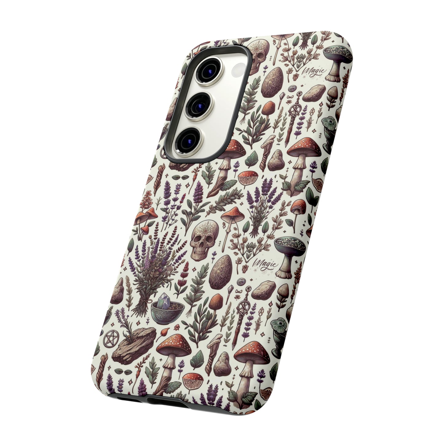 Witchcraft phone case Tough Cases iPhone 15, 14, 13, cell phone case custom phone case metaphysical herbs lavender wild mushrooms goblincore