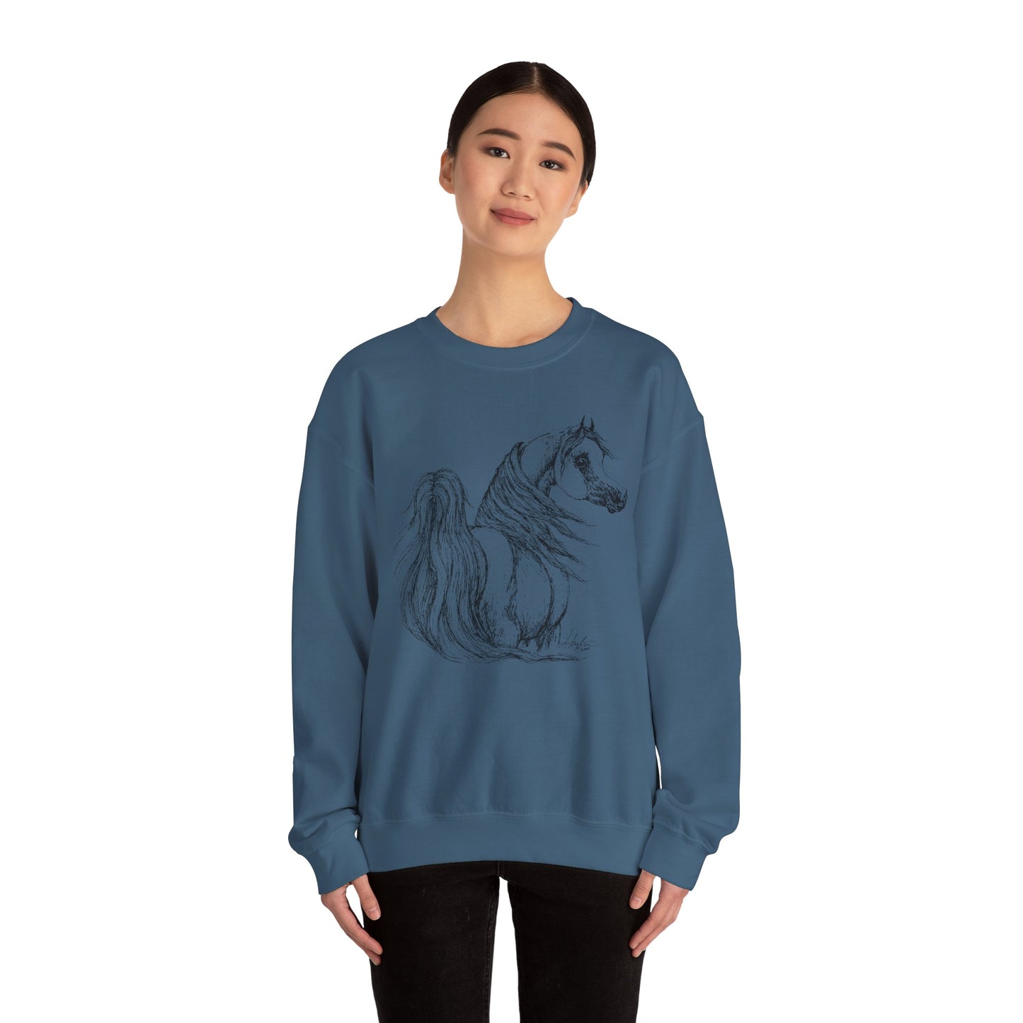 Arabian Horse drawing Horse Shirt Horse Art Unisex Heavy Blend Crewneck Sweatshirt