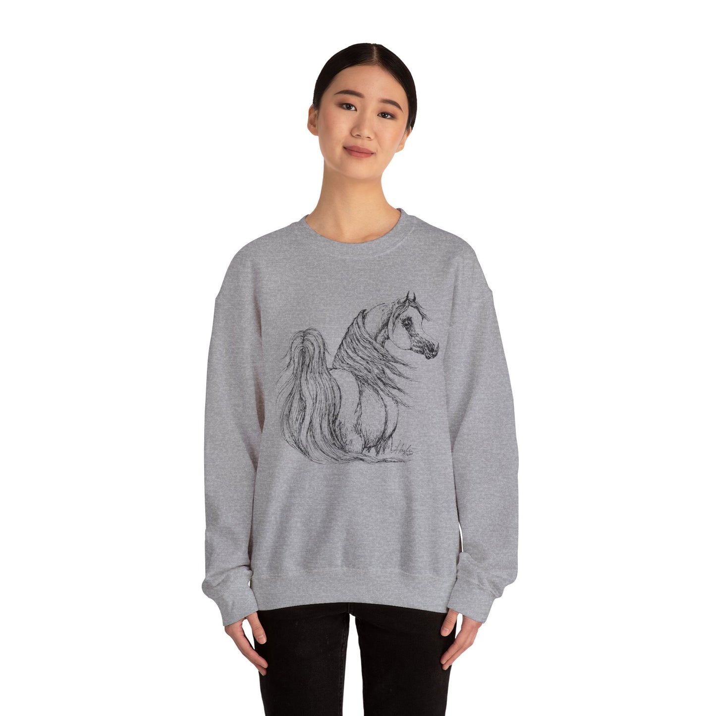 Arabian Horse drawing Horse Shirt Horse Art Unisex Heavy Blend Crewneck Sweatshirt