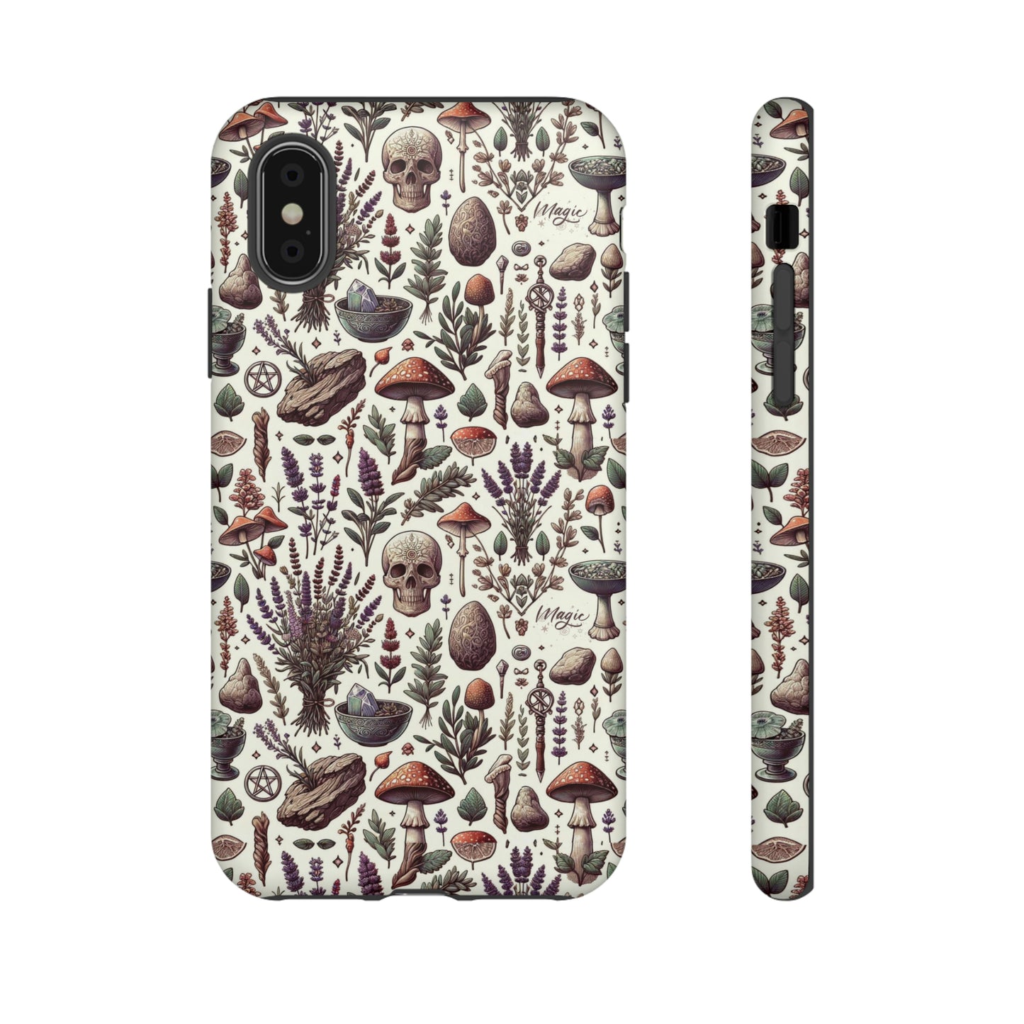 Witchcraft phone case Tough Cases iPhone 15, 14, 13, cell phone case custom phone case metaphysical herbs lavender wild mushrooms goblincore