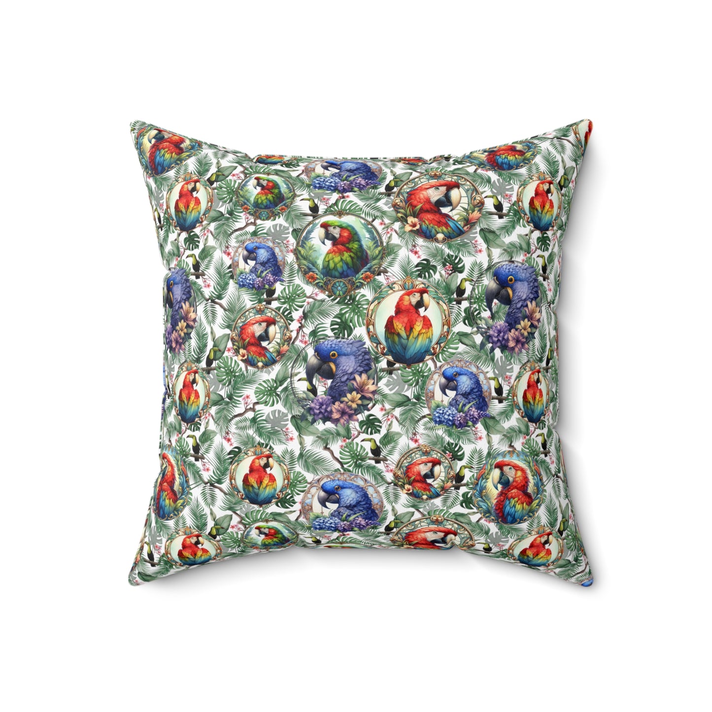 Beautiful Macaw Parrot Spun Polyester Square Throw Pillow