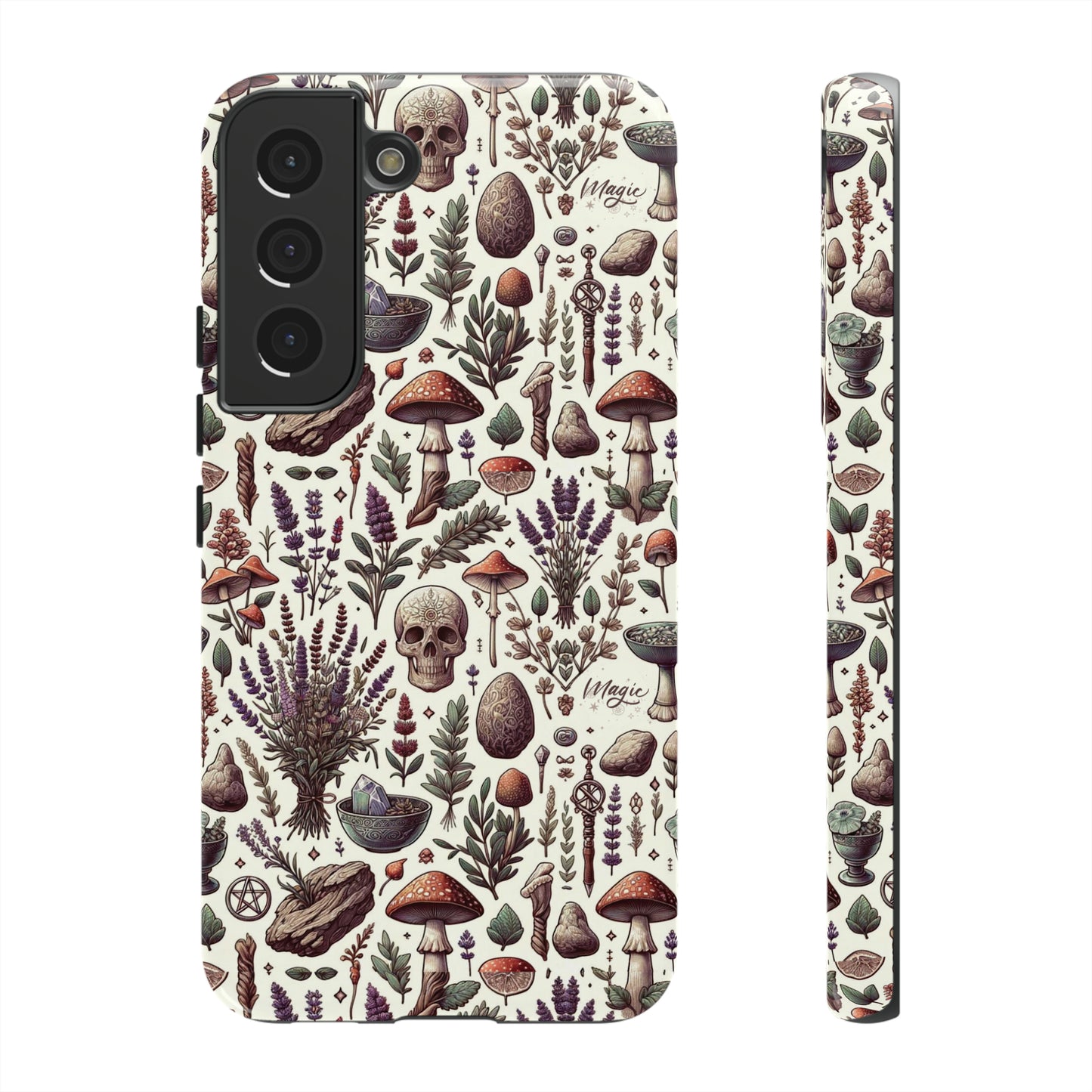 Witchcraft phone case Tough Cases iPhone 15, 14, 13, cell phone case custom phone case metaphysical herbs lavender wild mushrooms goblincore