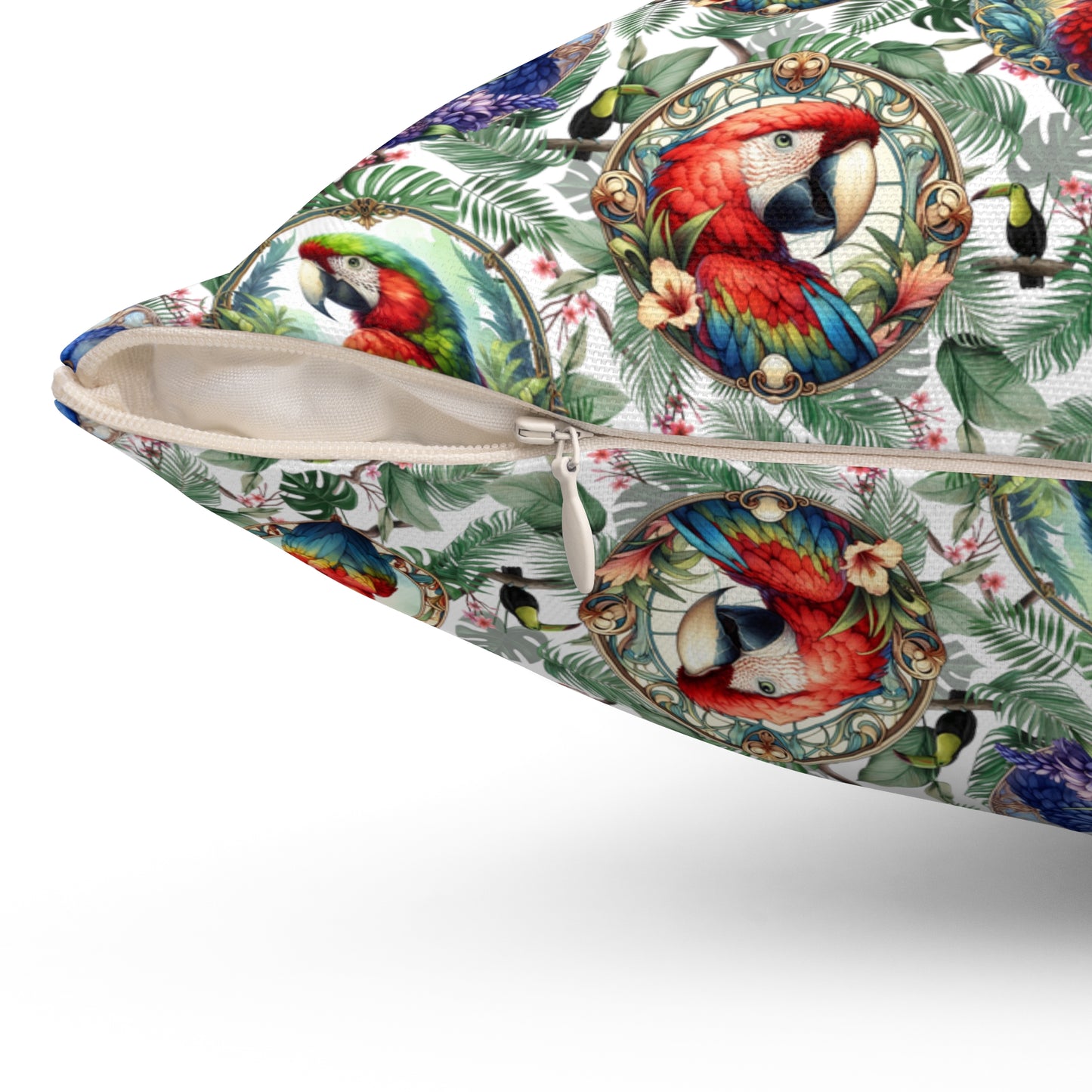 Beautiful Macaw Parrot Spun Polyester Square Throw Pillow