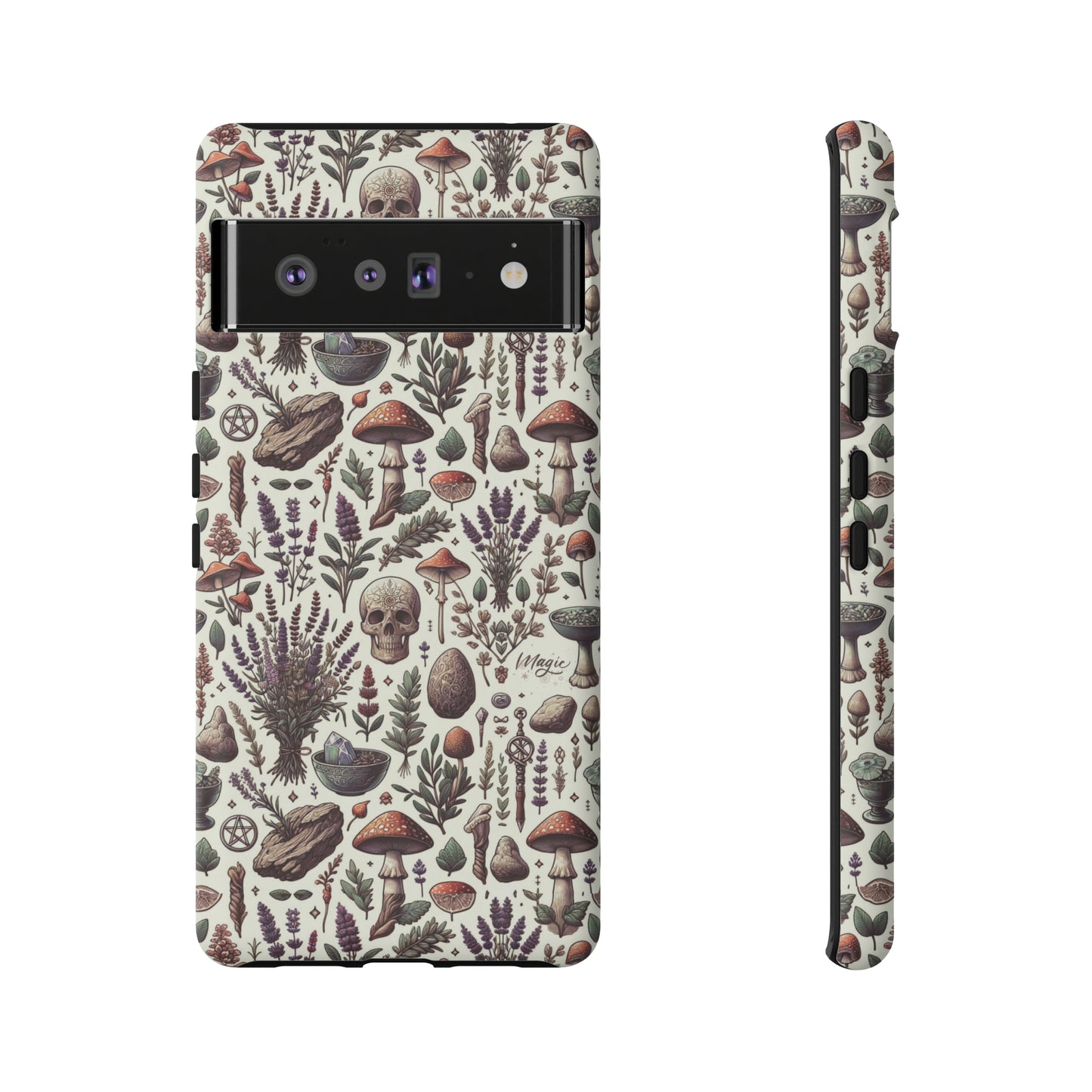 Witchcraft phone case Tough Cases iPhone 15, 14, 13, cell phone case custom phone case metaphysical herbs lavender wild mushrooms goblincore