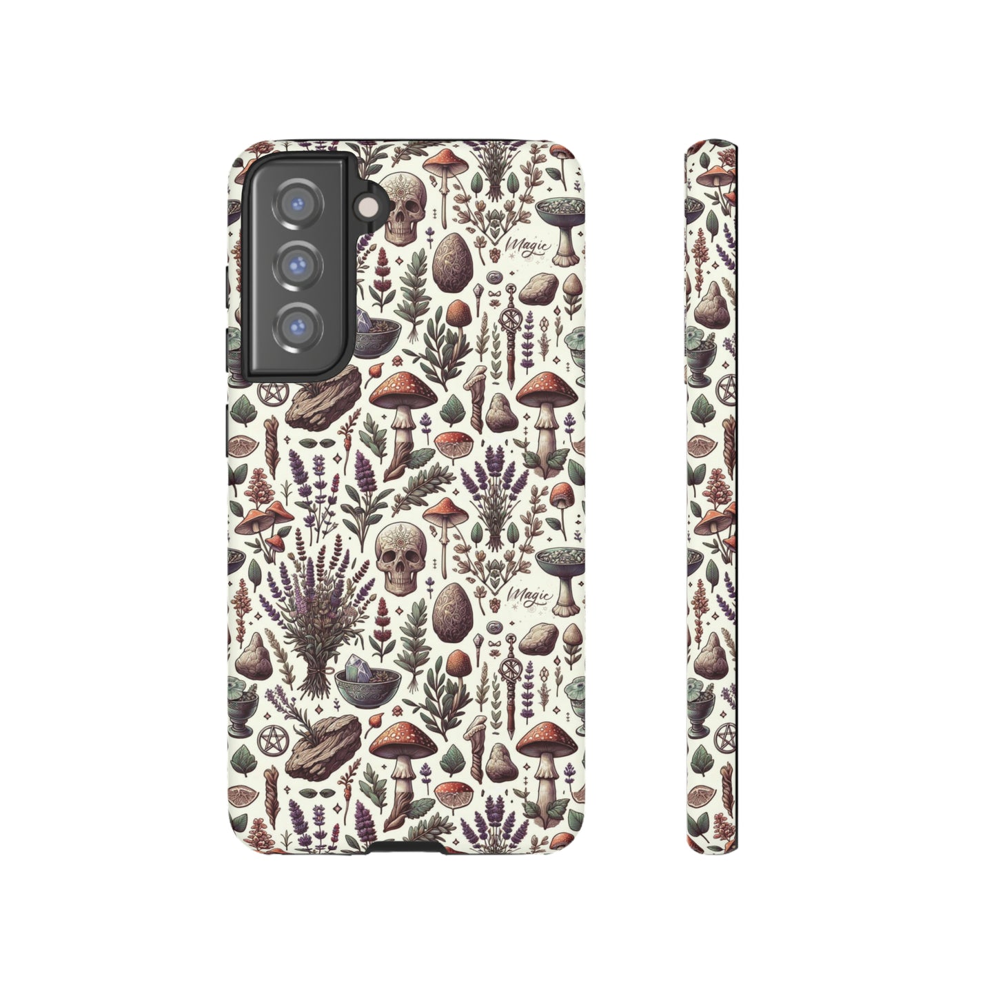 Witchcraft phone case Tough Cases iPhone 15, 14, 13, cell phone case custom phone case metaphysical herbs lavender wild mushrooms goblincore