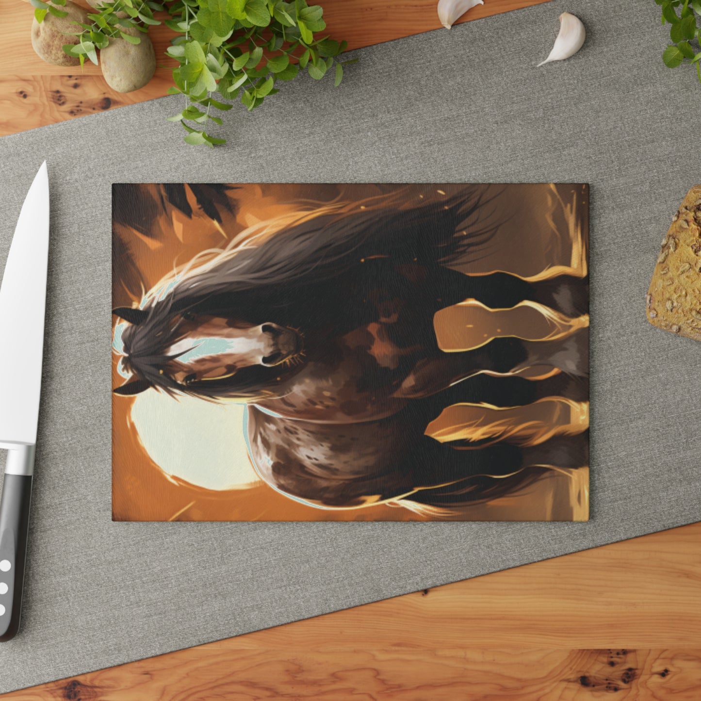 Horse Cutting Board draft horse equestrian charcuterie cheese board serving platter glass cutting board farm house rustic western ranch