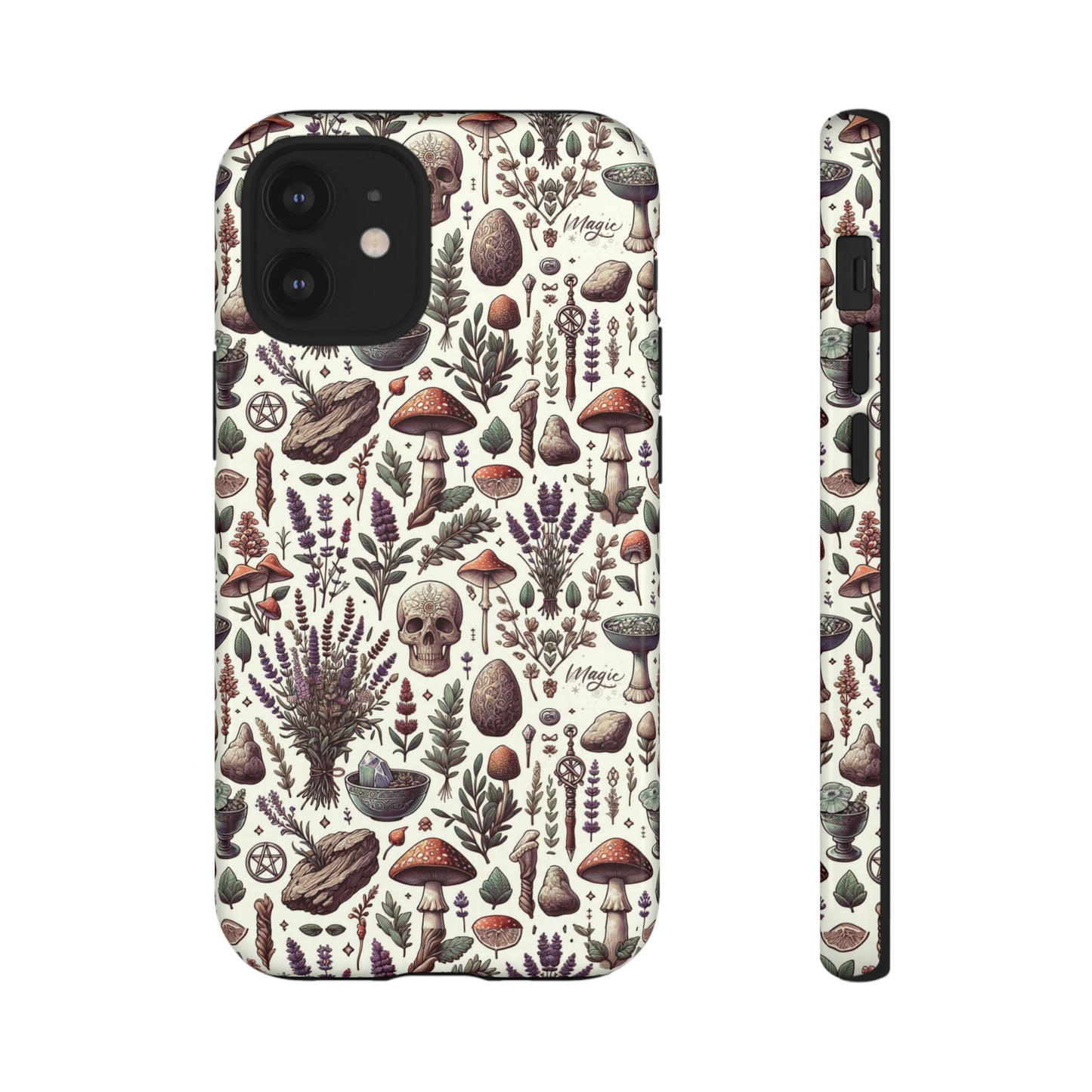 Witchcraft phone case Tough Cases iPhone 15, 14, 13, cell phone case custom phone case metaphysical herbs lavender wild mushrooms goblincore