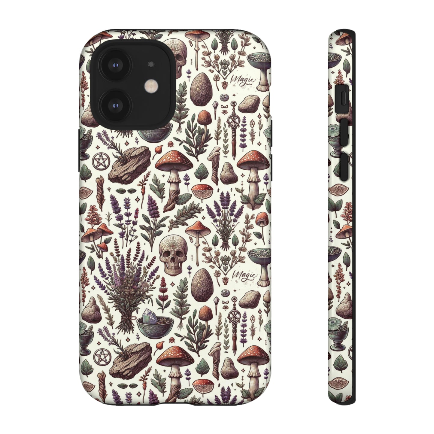 Witchcraft phone case Tough Cases iPhone 15, 14, 13, cell phone case custom phone case metaphysical herbs lavender wild mushrooms goblincore