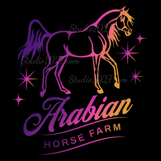 Colorful Arabian Horse Farm Logo