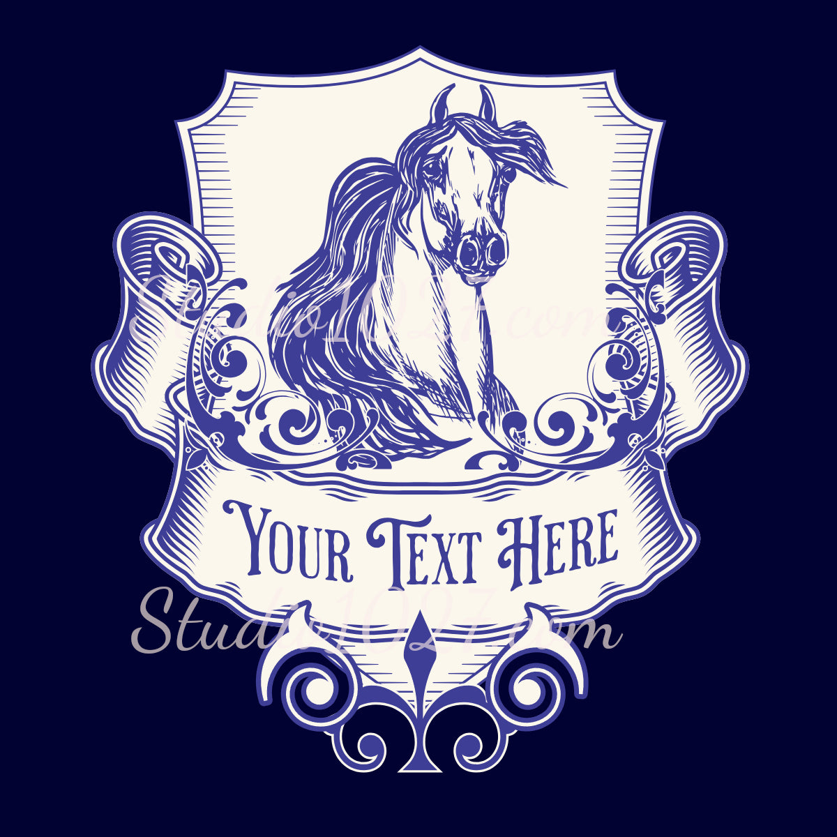 Arabian Horse Farm Logo Blue Royal