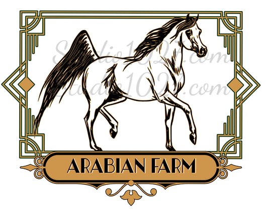 Art Deco Style Arabian Horse Farm Logo