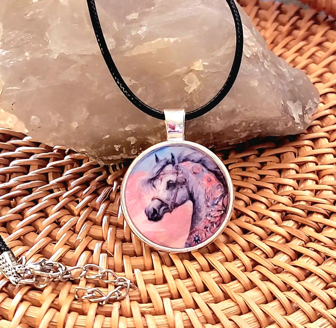 Arabian Horse necklace Grey Desert horse