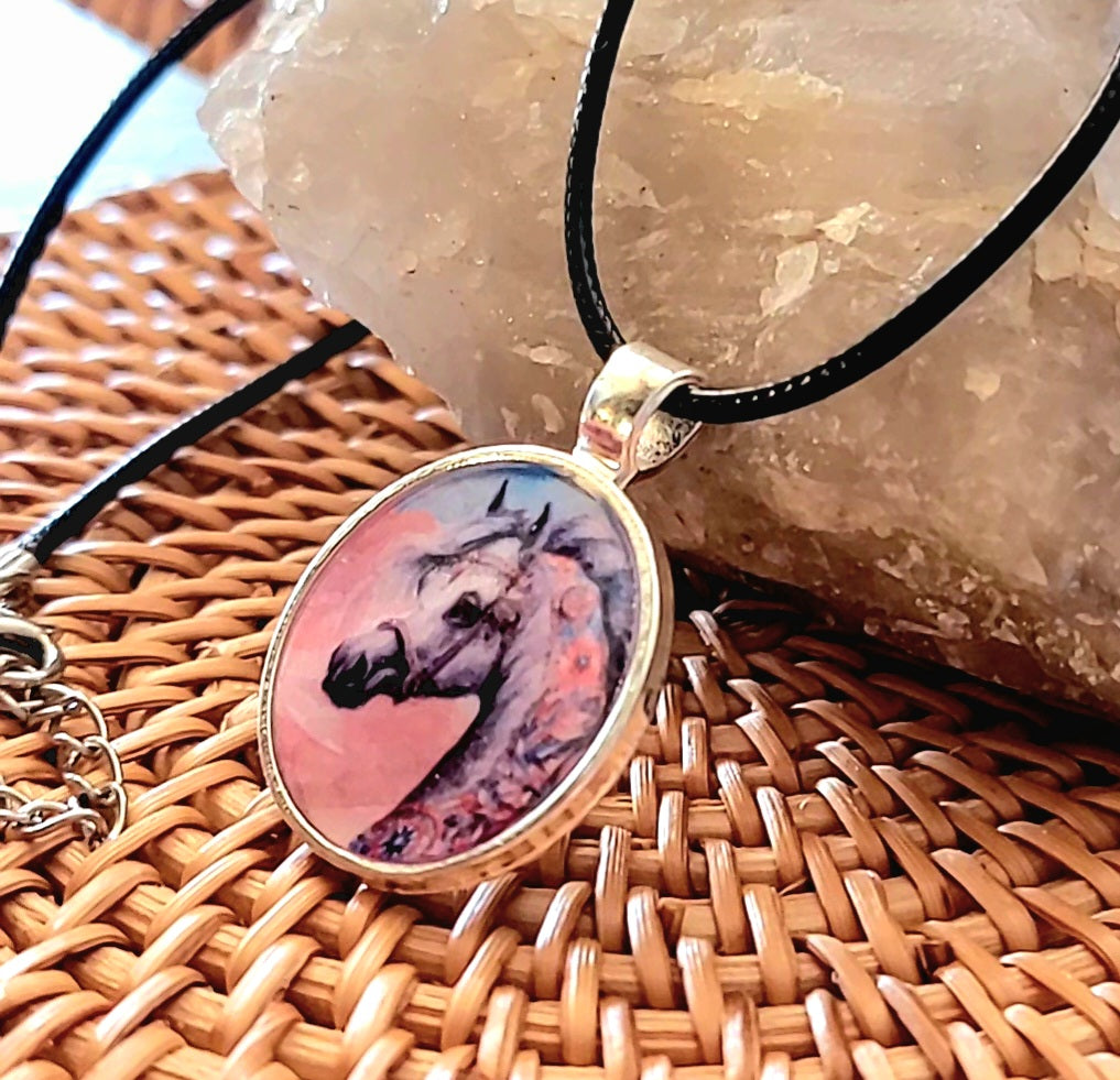 Arabian Horse necklace Grey Desert horse