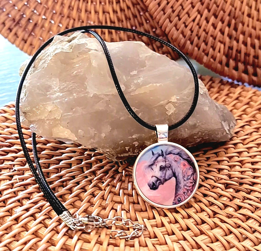 Arabian Horse necklace Grey Desert horse