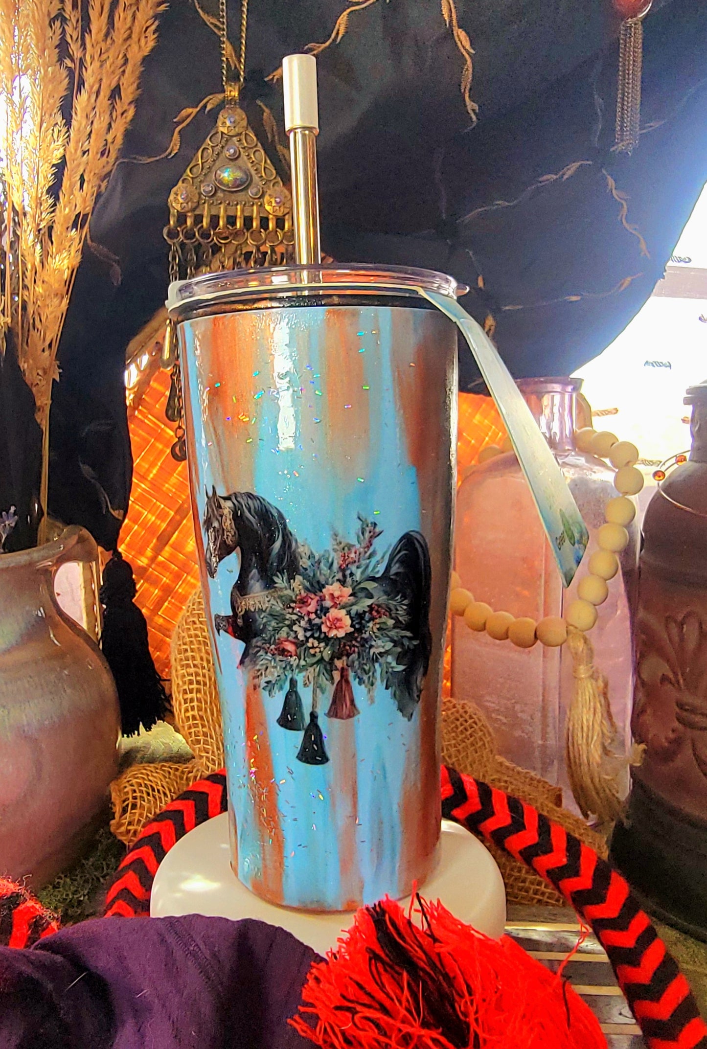 Black Arabian Horse custom 20 Oz Tumbler