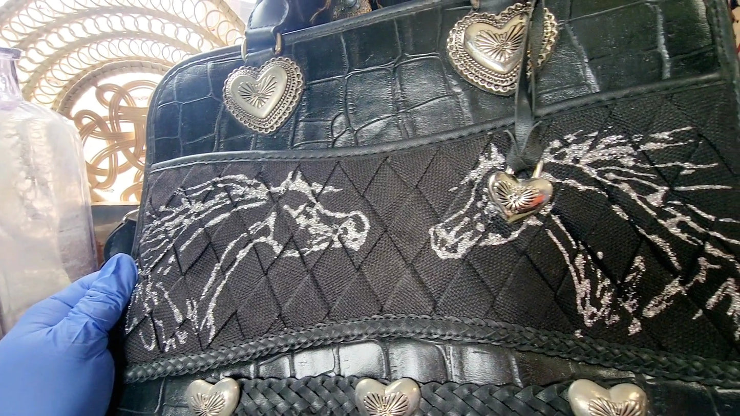 Black Leather Arabian Horse handbag