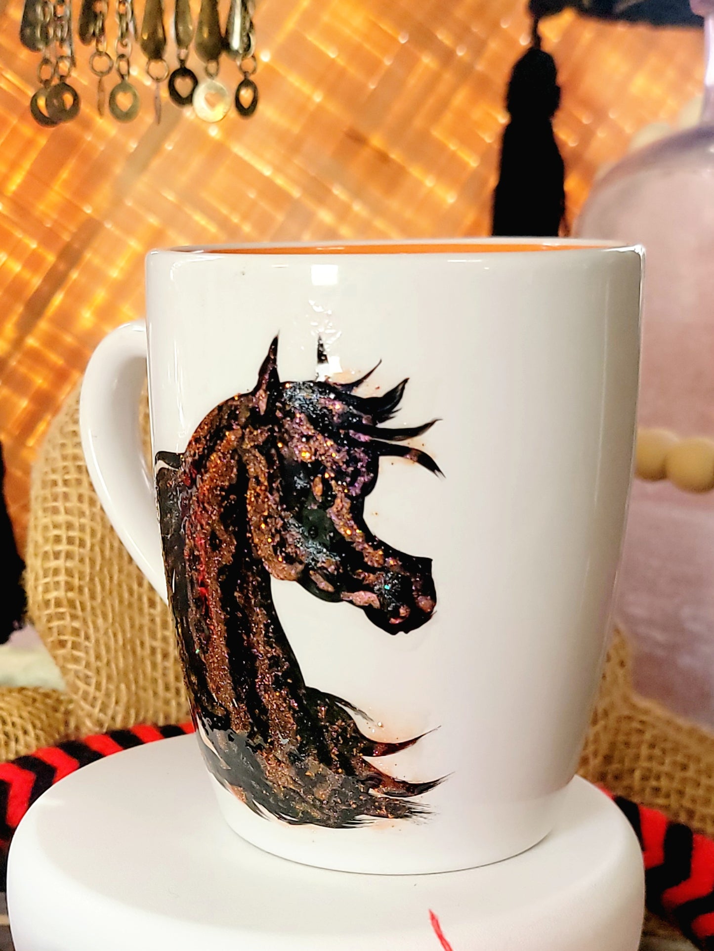 Arabian Horse glitter hand painted coffee mug