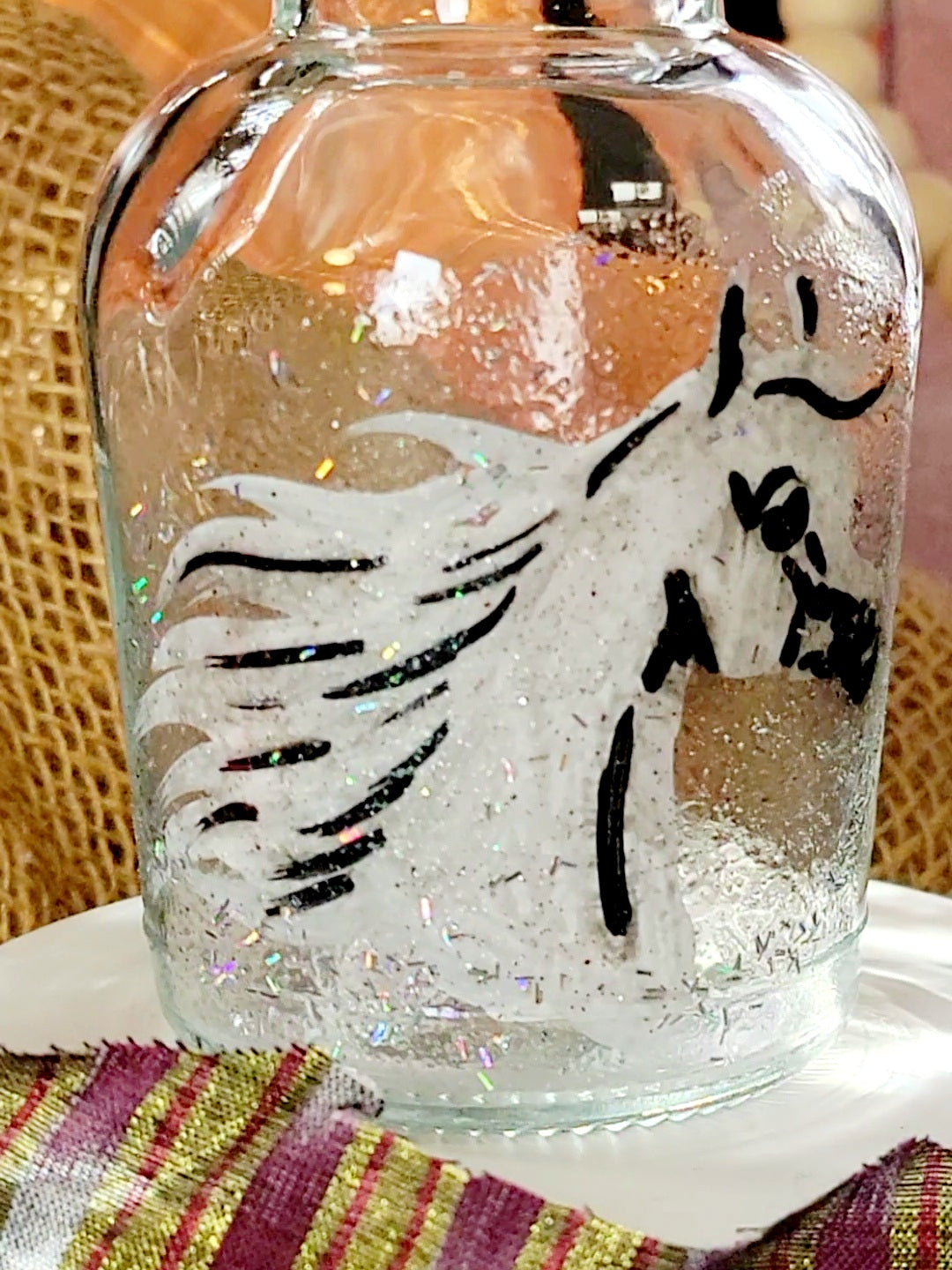Arabian Horse Hand painted Oil or Syrup bottle