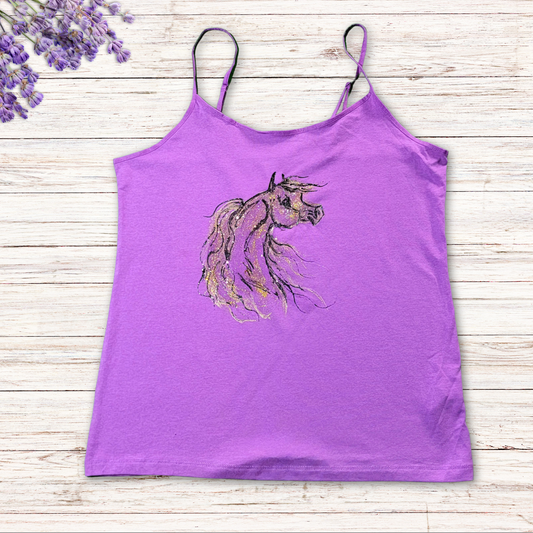 Glitter Hand Painted Arabian Horse Tank Large