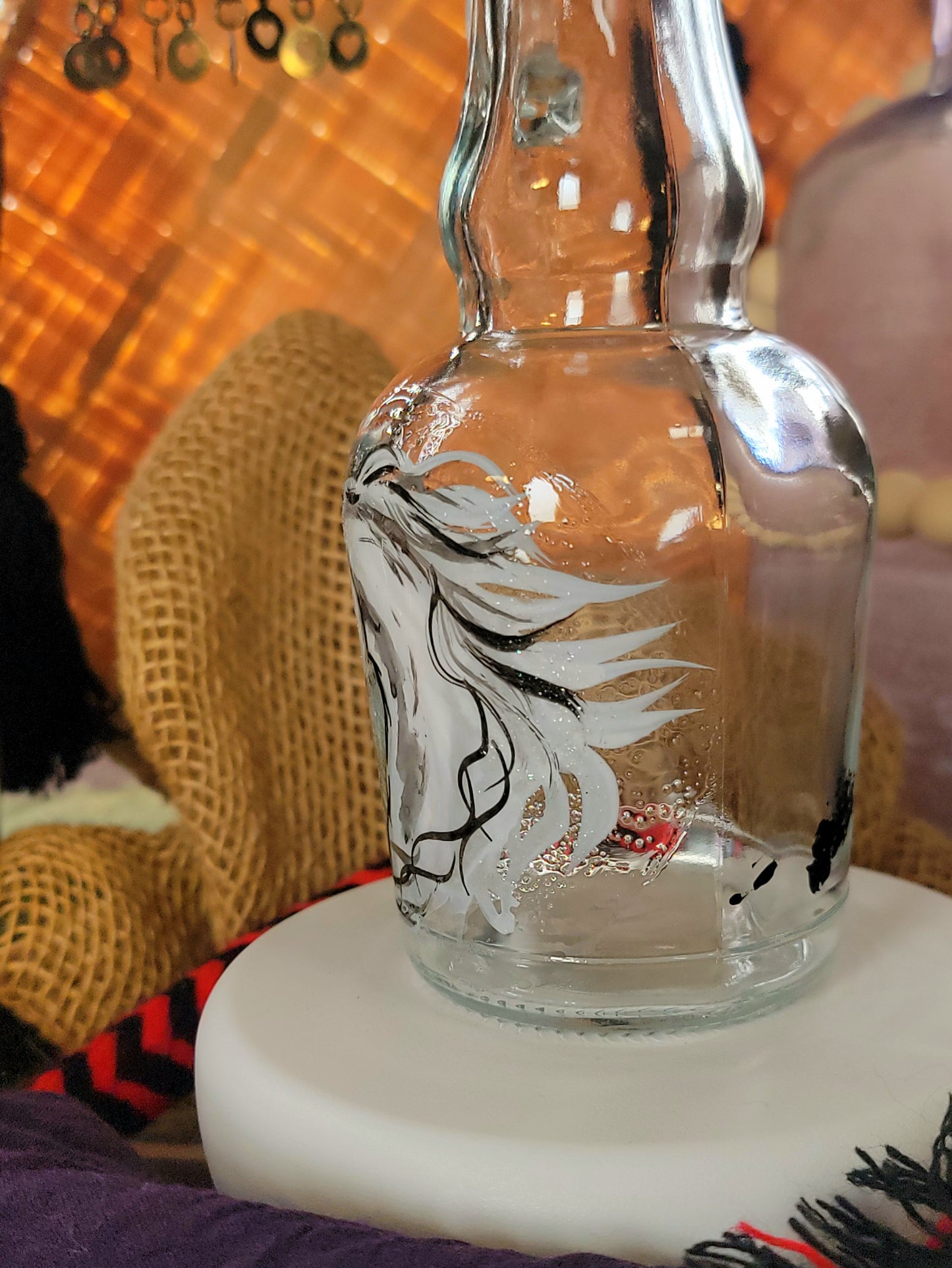 Arabian Horse Hand painted Oil or Syrup bottle