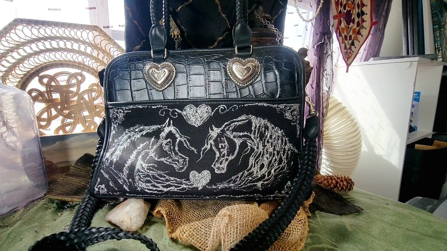 Black Leather Arabian Horse handbag