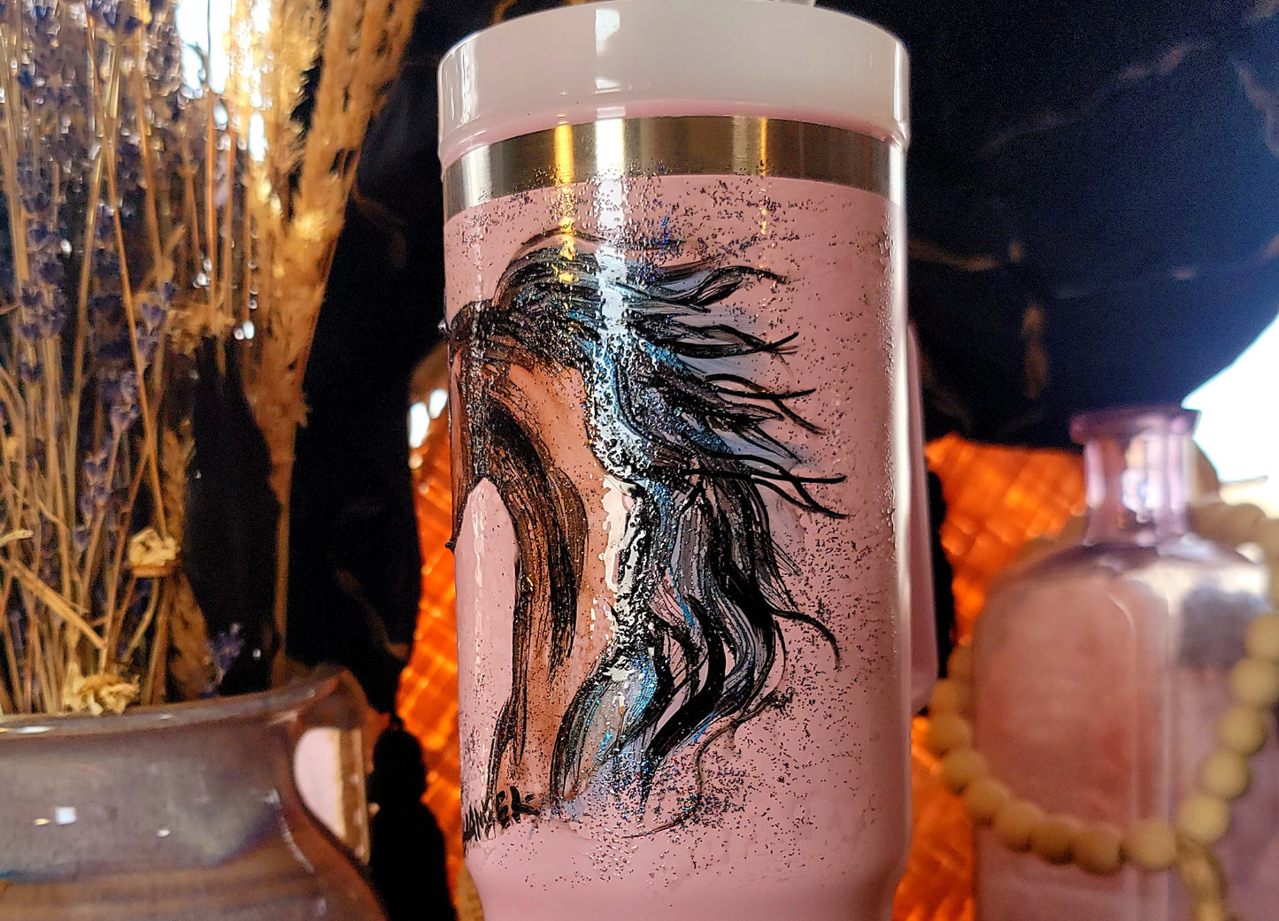 BAY ARABIAN horse hand painted 30oz drink tumbler